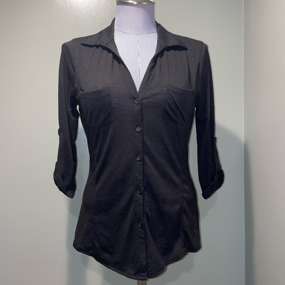 Black Crave Fame Button-Down Top